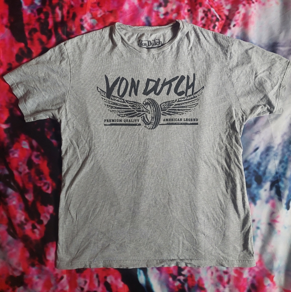 Von Dutch Grey Tire With Wings T-shirt